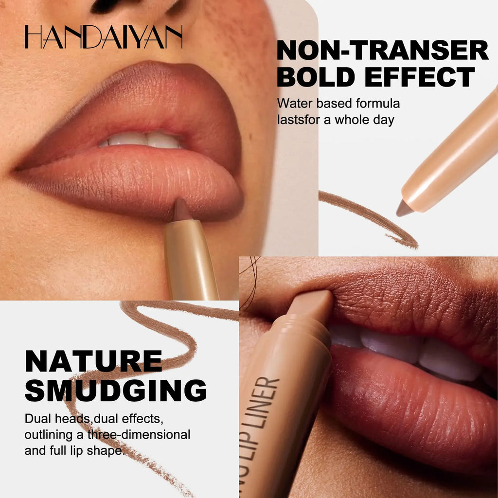 HANDAIYAN Double-Head Waterproof Matte Lip Liner with Brush Lip Liner Pen QXL