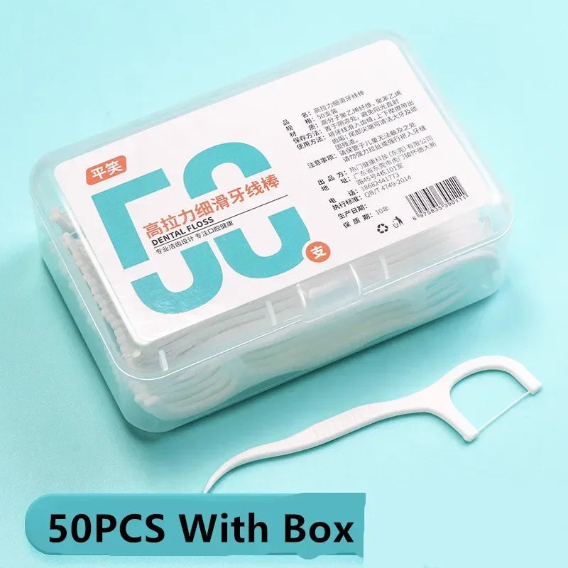 Dental Floss Picks | Interdental Brush Toothpicks 30–600 Pack Dental Floss Picks QXL M75 50pcs with box