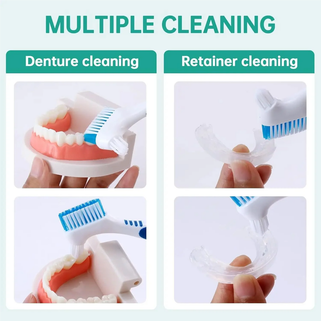 Double-Sided Denture Cleaning Brush Set | Soft Bristles 4/24-Pack Denture Cleaning Brush QXL