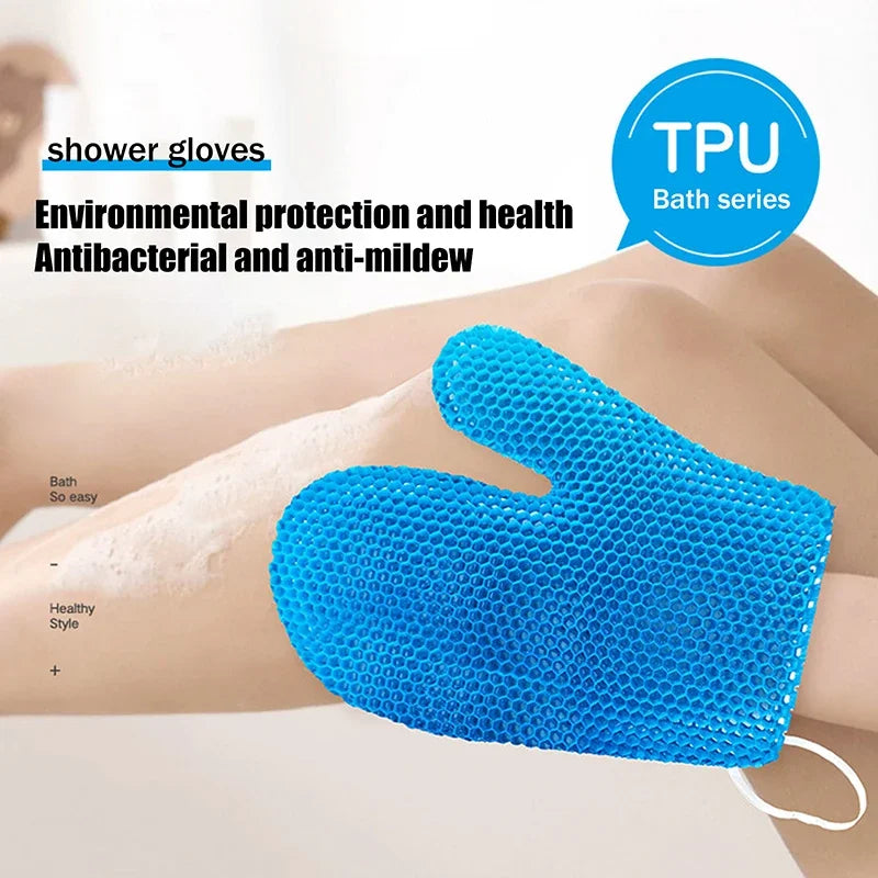 TPU Exfoliating Shower Glove | Honeycomb Antibacterial Bath Mitt Exfoliating Bath Glove QXL