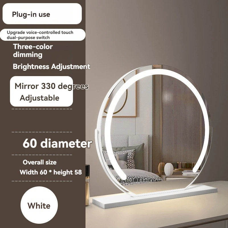 LED Half-Circle Lighted Makeup Mirror | Touch Control Vanity Lighted Vanity Mirror QXL white W30 plug in