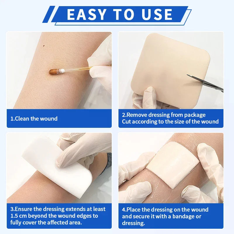 Sterile Foam Non-Adhesive Wound Dressing 10cm x 10cm Foam Wound Dressing QXL