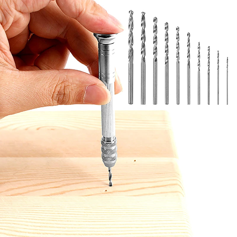Mini Hand Drill Set | Twist Drill Bits & Pin Vice Tool Manual Hand Drill QXL