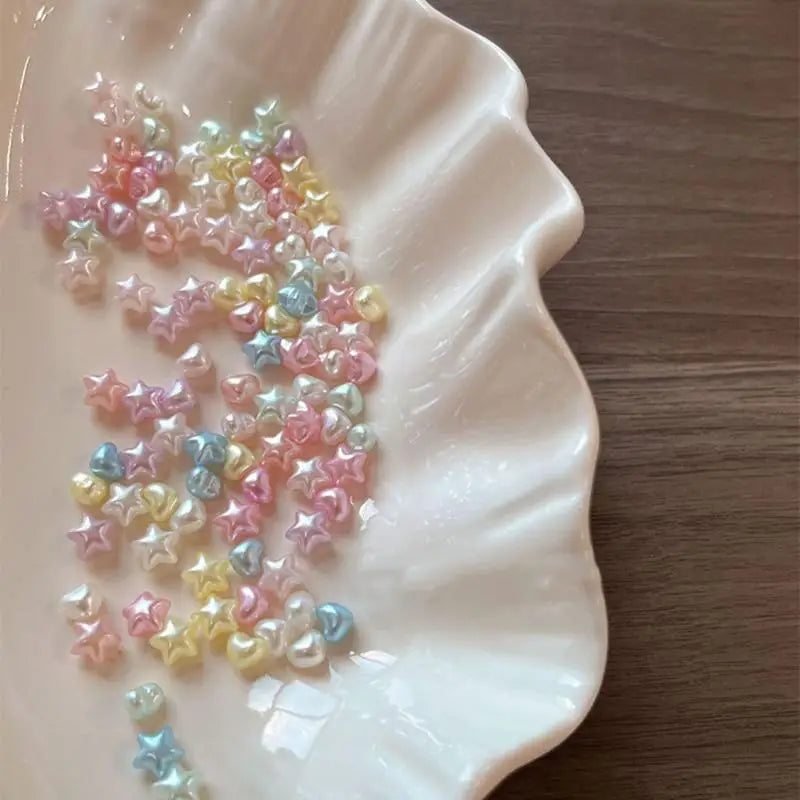 50-Pc Star & Heart Nail Rhinestones | Kawaii DIY Nail Art Gems Nail Rhinestones QXL