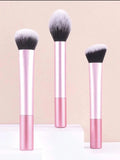3-Piece Loose Powder, Contour & Foundation Brush Set Makeup Brush Set QXL Pink