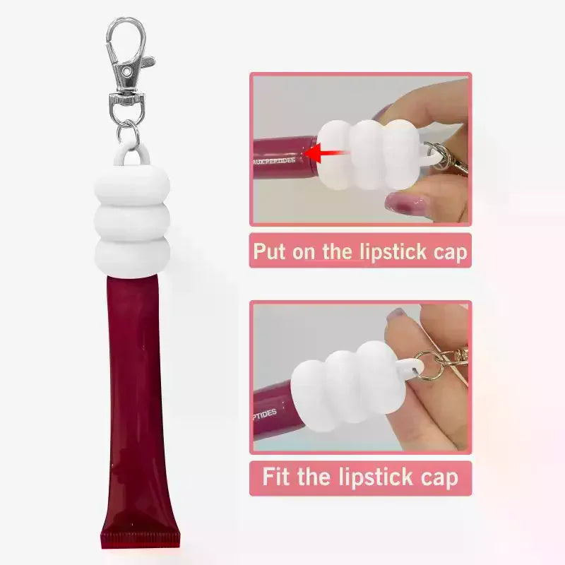 Silicone Lip Gloss Keychain Cap – Cute Donut Style Holder Lip Gloss Keychain Cap QXL