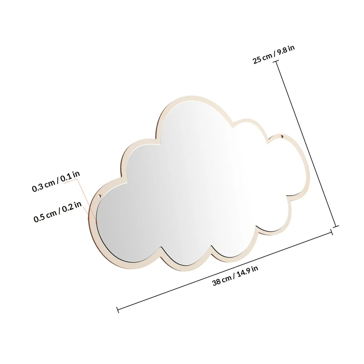 Cloud Shape Acrylic Kids Wall Mirror | Punch-Free & Shatterproof Decorative Wall Mirror QXL