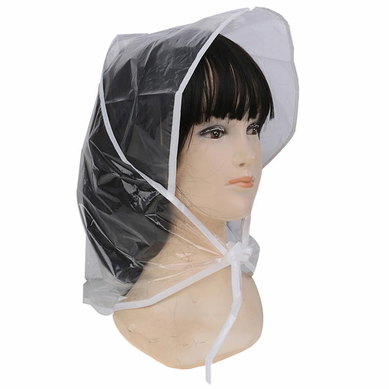 Clear Plastic Rain Bonnet – Waterproof Hair Protector Cap Rain Bonnet Hat QXL