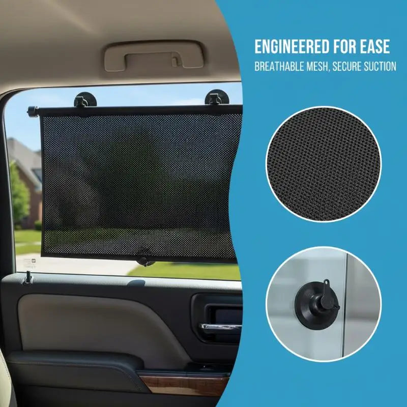 Retractable Car Side Window Sunshade | UV Mesh Curtain Car Window Sunshade QXL