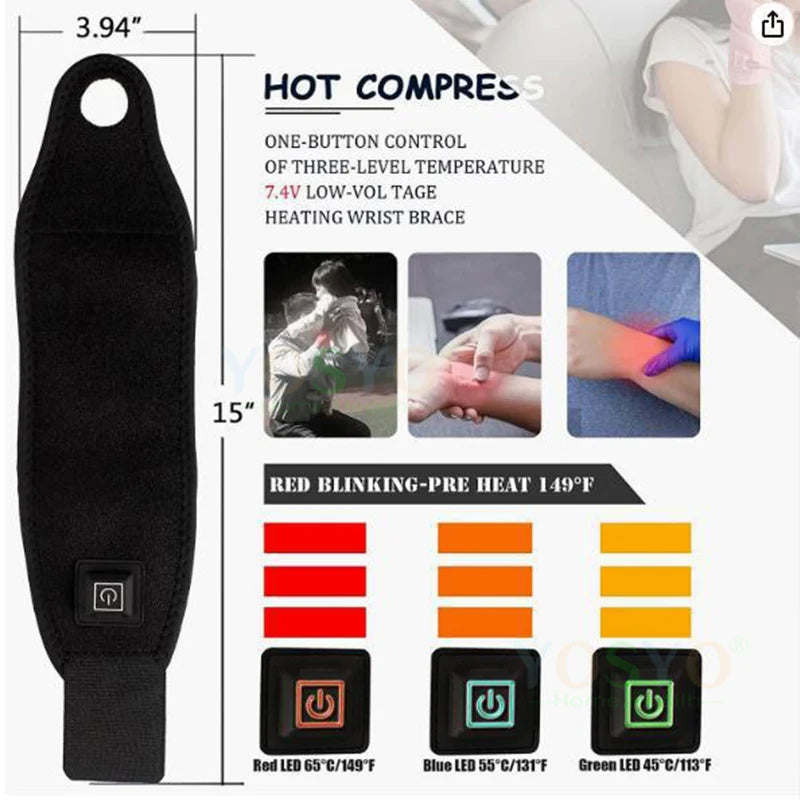 USB Heated Wrist Support Sleeve | Warming Breathable Brace Heated Wrist Brace QXL