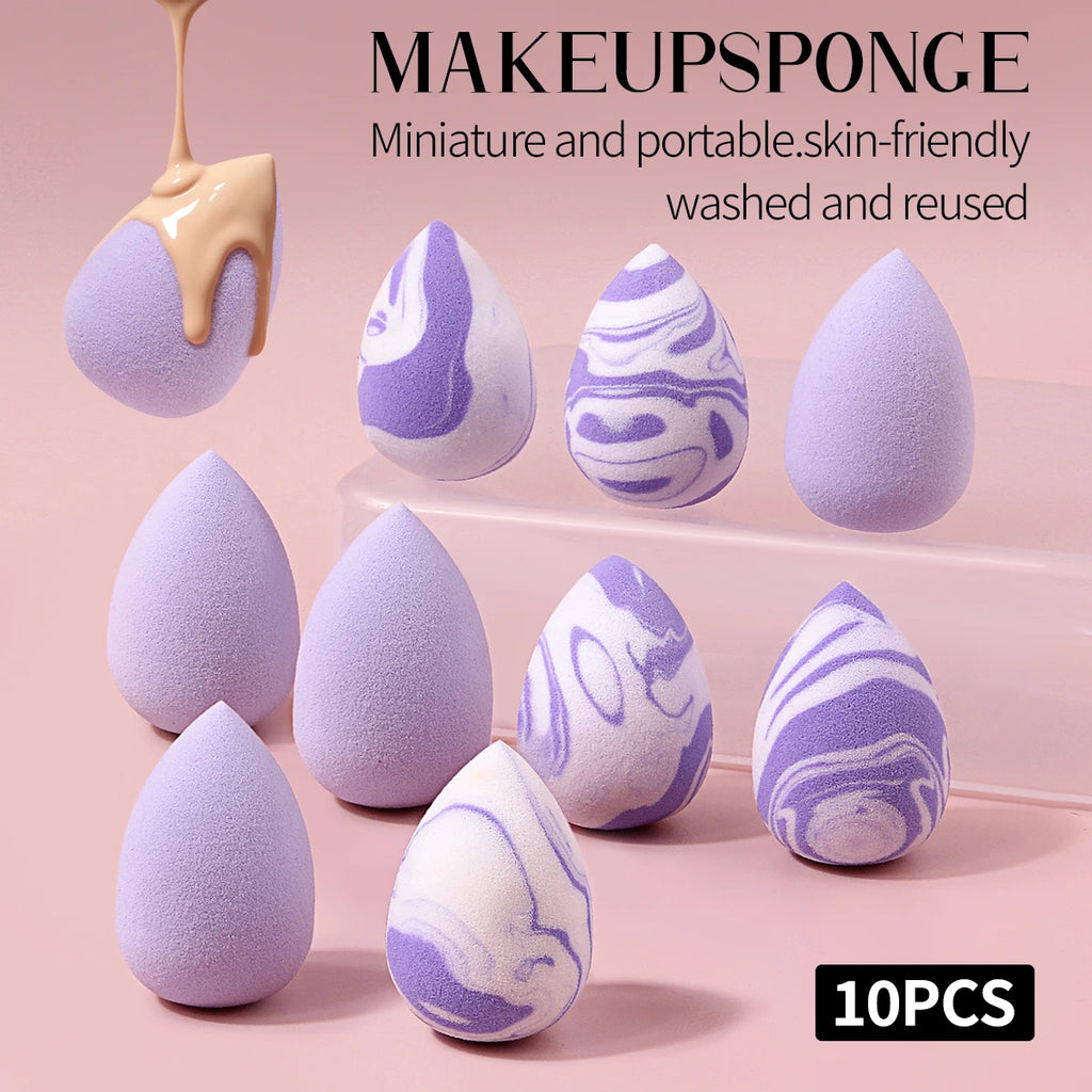 10-Pack Mini Purple Marble Makeup Sponges | KOSSHOW Puffs Makeup Sponge Puffs QXL PURPLE