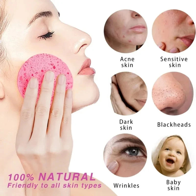 10-Pack Natural Wood Pulp Compressed Face Cleansing Sponges Face Cleansing Sponge QXL