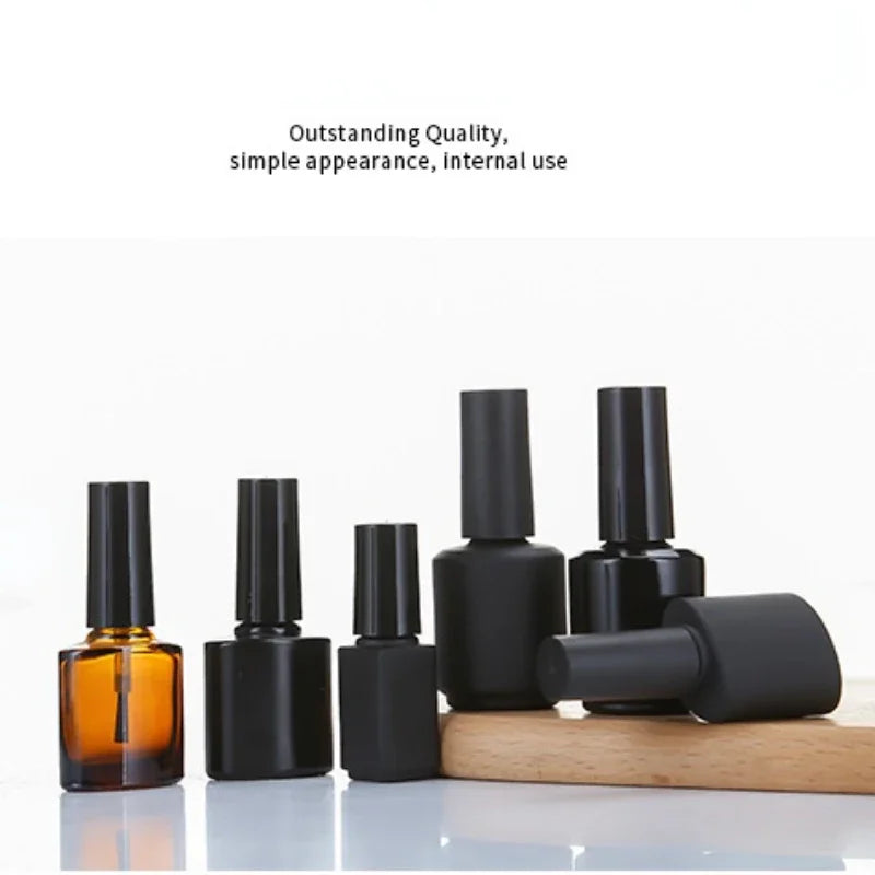 Empty UV Nail Gel Polish Bottles with Brush 10/15mL – Black Nail Polish Bottle QXL