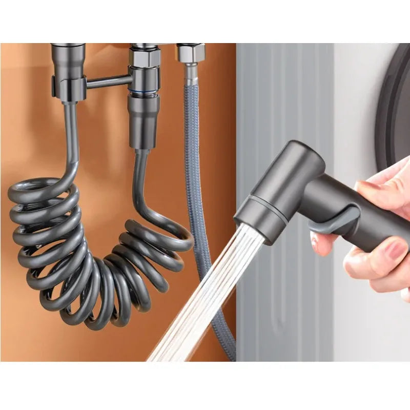 Wall-Mount Bidet Spray Gun | Dual Outlet Angle Valve Set Bidet Spray Kit QXL