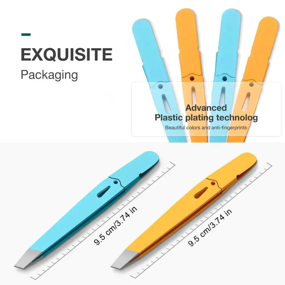 Colorful Slanted Eyebrow Tweezers | Stainless Steel Makeup Tool Eyebrow Tweezers QXL