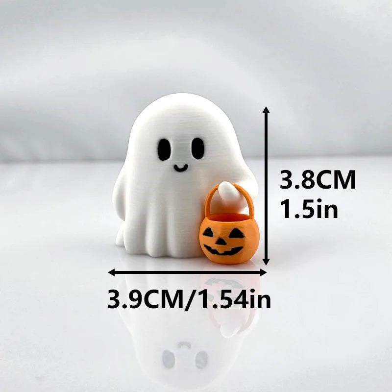 Halloween Ghost Pumpkin Figurine | Cute Trick or Treat Decor