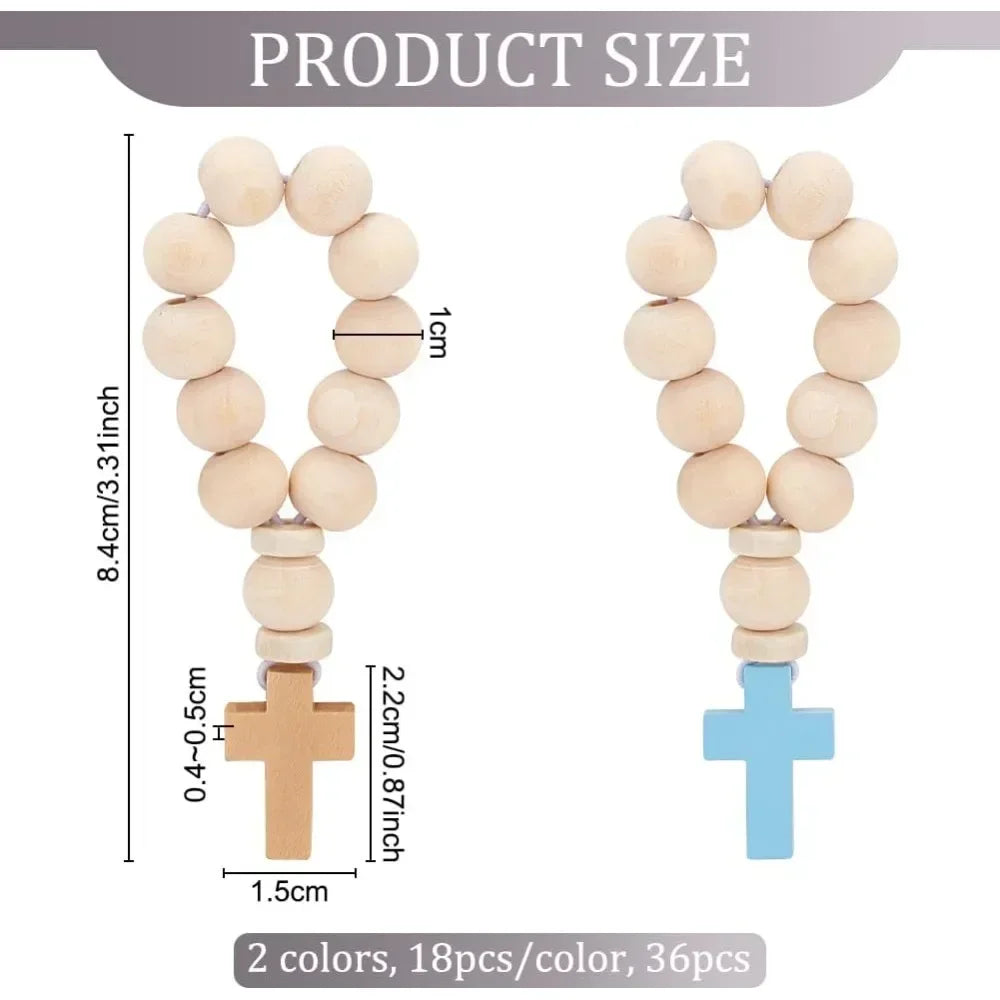 36-Pack Wooden Rosary Beads with Cross Pendant | Catholic Rosary Bracelet Set QXL