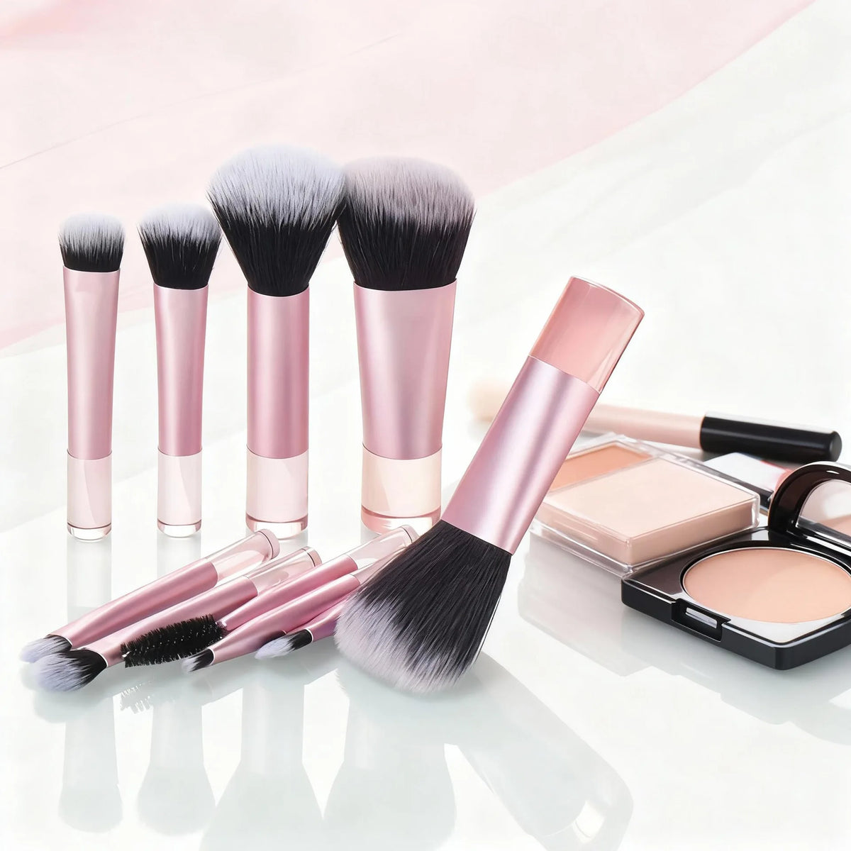 10-Piece Mini Travel Makeup Brush Set with Storage Pouch Travel Makeup Brush Set QXL