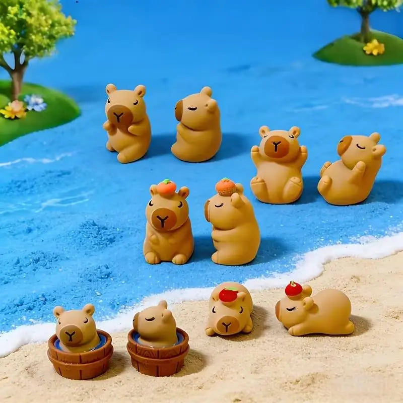 7-Piece Mini Resin Capybara Set | Garden & Car Decor Gift Resin Figurine Set QXL
