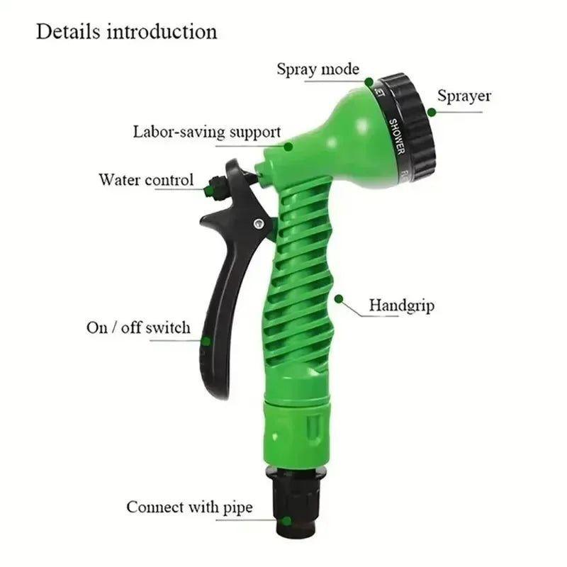Expandable Magic Hose 25FT | 7 Spray Modes Garden Water Gun Expandable Garden Hose QXL