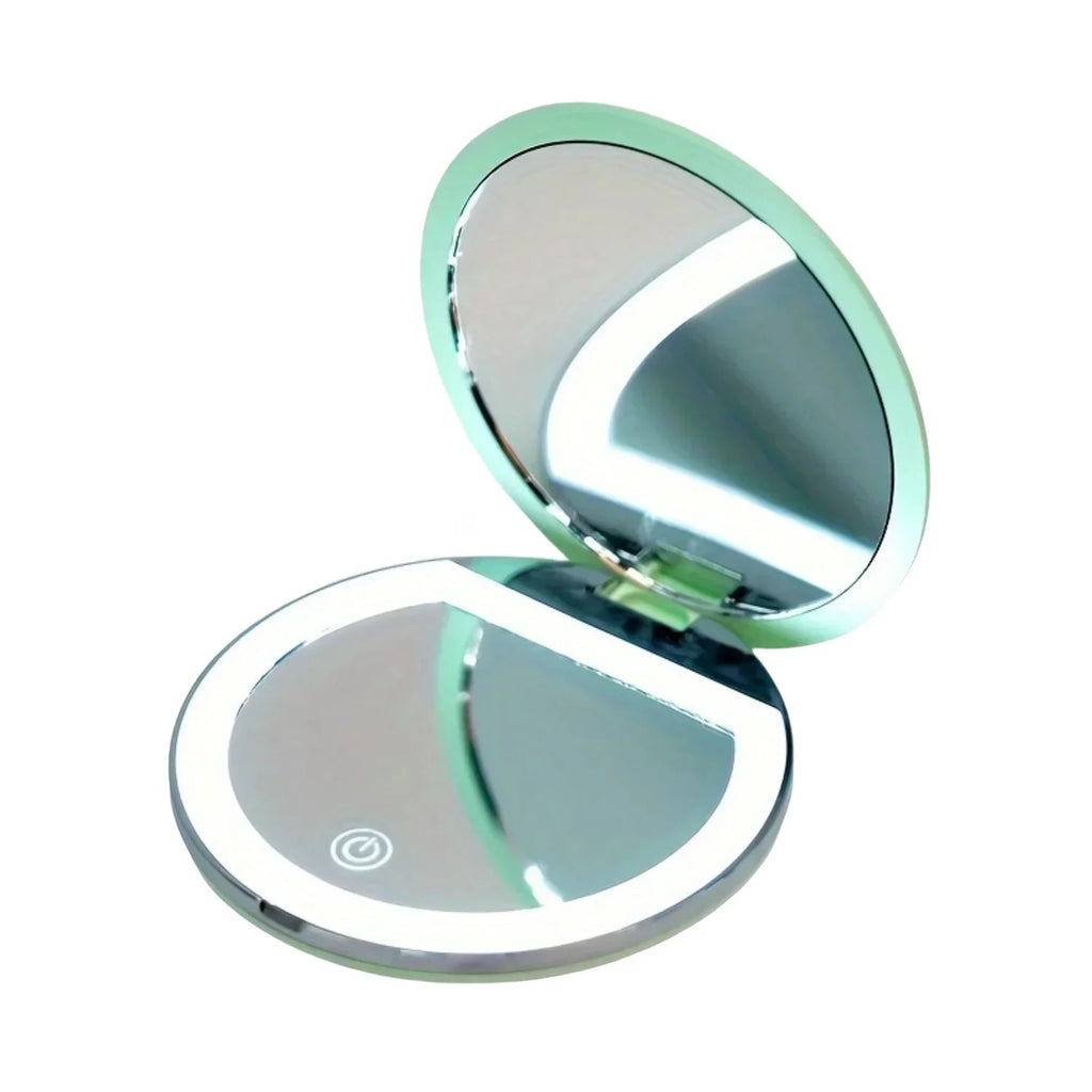 LED Folding Makeup Mirror 2X Magnification – Compact Pocket Mirror LED Makeup Mirror QXL