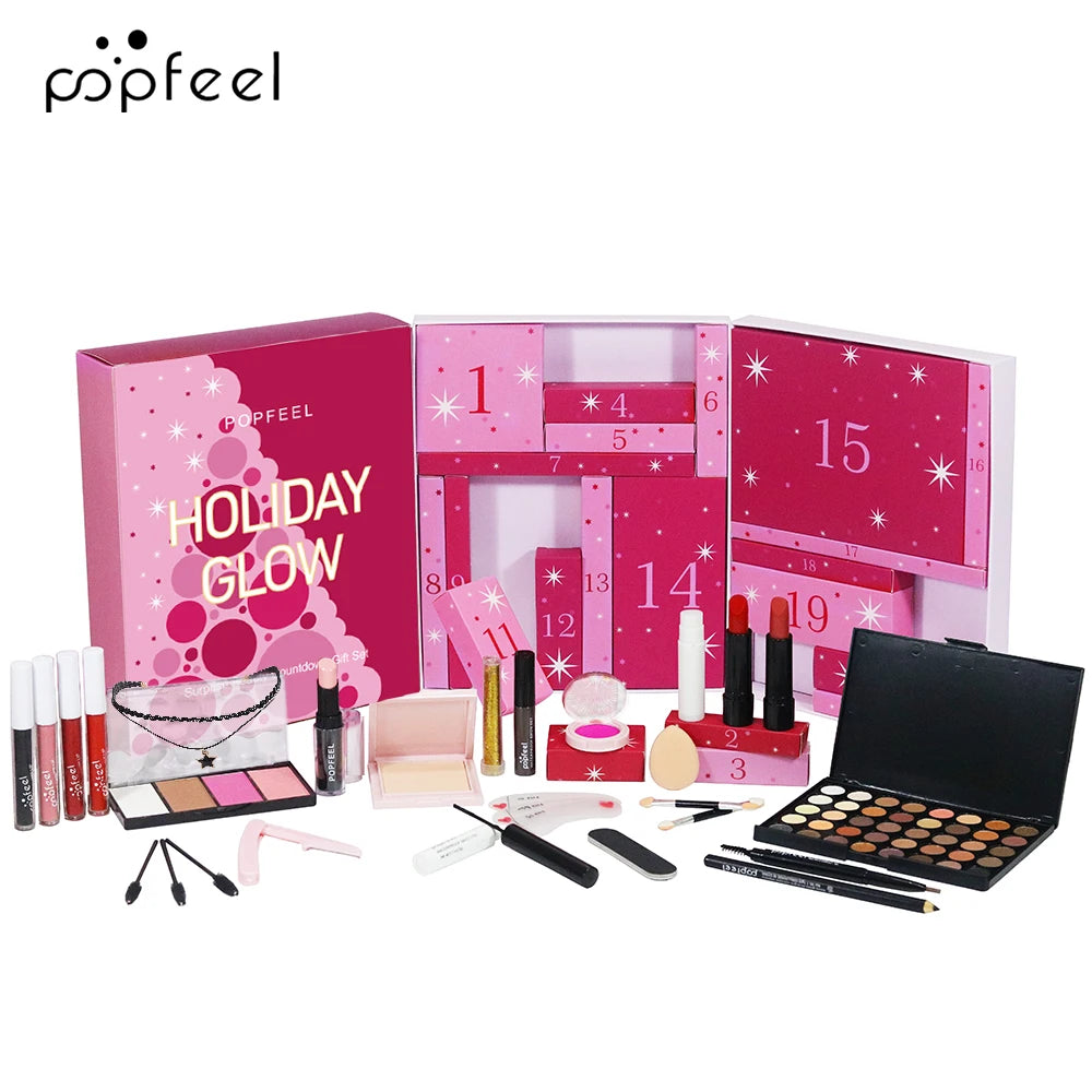 POPFEEL 24-Day Holiday Glow Advent Calendar Makeup Gift Set Makeup Advent Calendar QXL WOW003 100g