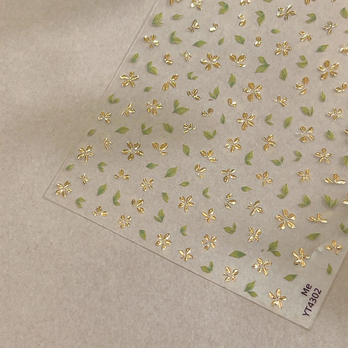 5D Golden Green Leaf Flower Nail Art Stickers | Adhesive Decals Nail Art Stickers QXL