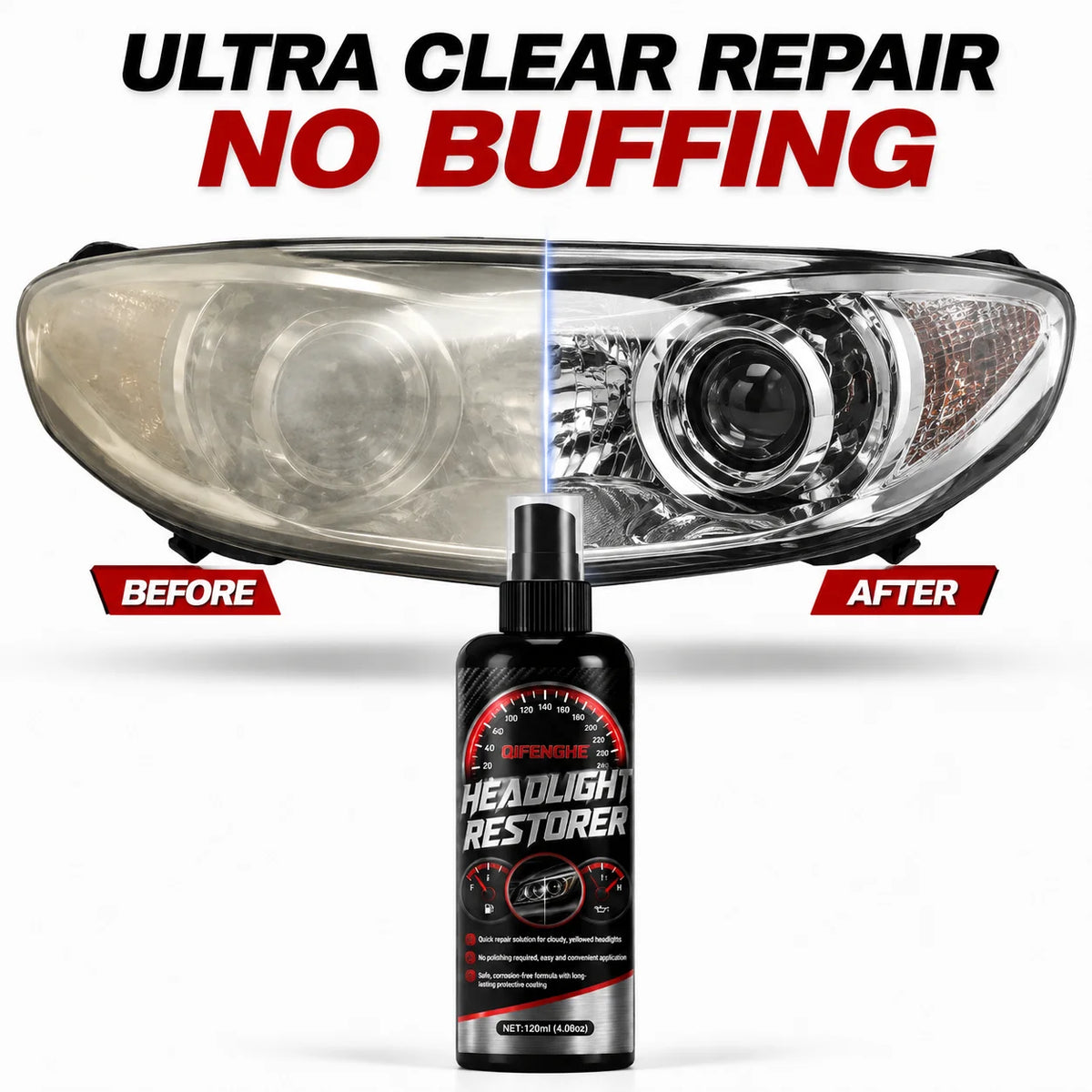Headlight Restoration Spray – Clears Oxidized Foggy Lenses Headlight Restoration Spray QXL