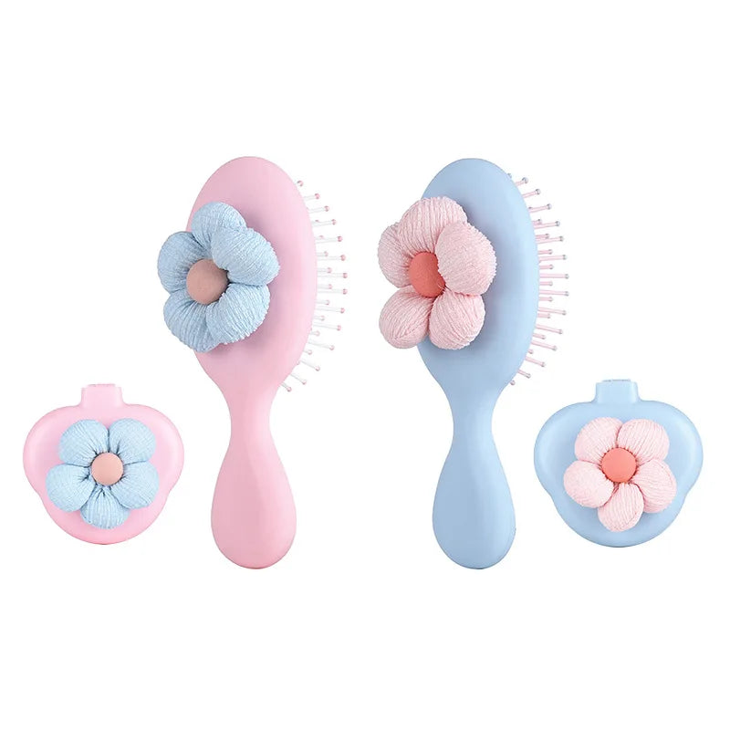 Kids Fluffy Flower Air Cushion Comb – Wide Tooth Anti-Static Kids Hair Comb QXL