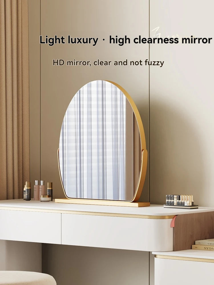 Elliptical HD Rotating Desktop Makeup Mirror | Metal Frame Desktop Makeup Mirror QXL