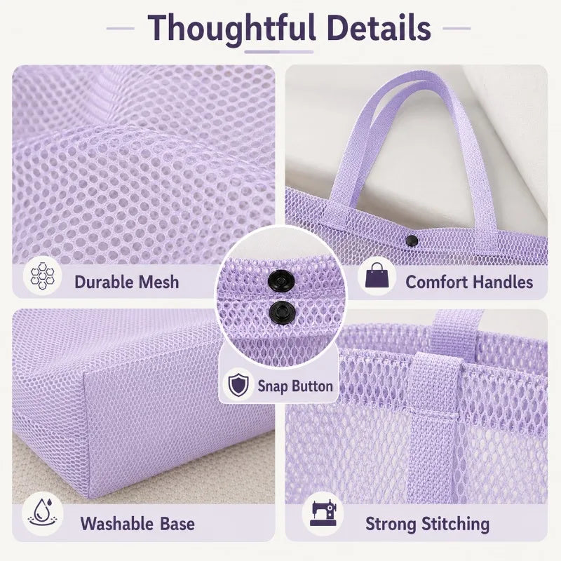 Large Mesh Beach Tote Bag | Foldable Breathable Shoulder Bag Mesh Tote Bag QXL