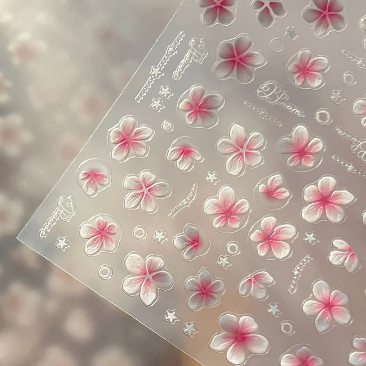 Gradient Plumeria 5D Nail Stickers | Floral Adhesive Decals Nail Art Stickers QXL