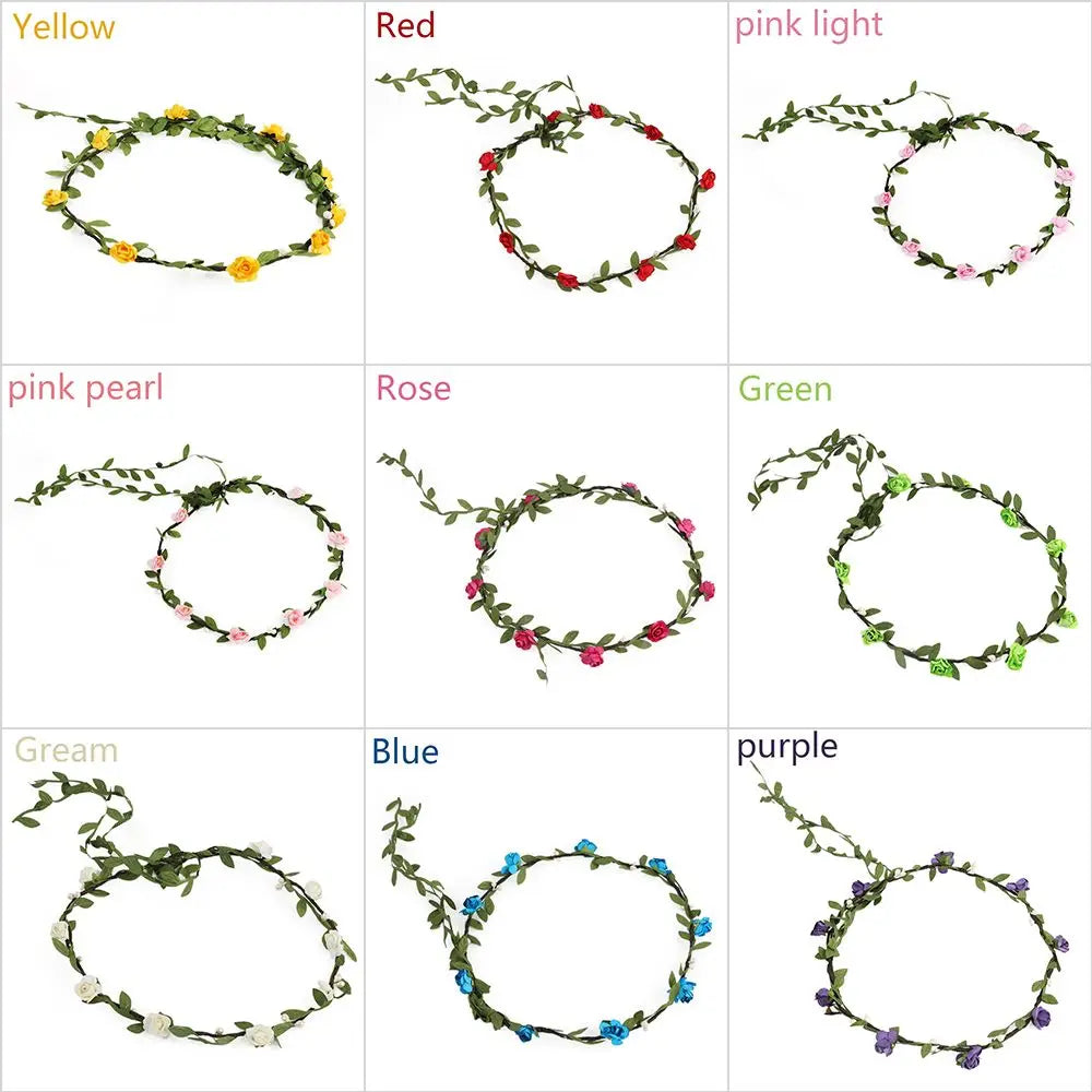 Bridal Flower Crown Garland Headband | Bohemian Wedding Flower Crown Headband QXL