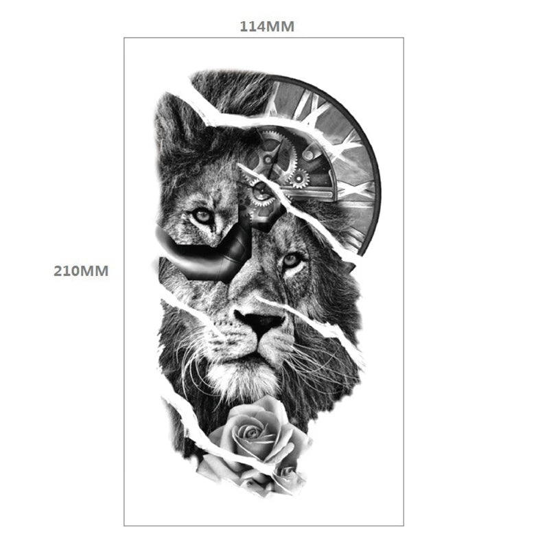Waterproof Temporary Tattoo Stickers | Lion Tiger Wolf Bear Temporary Tattoo Sticker QXL XQB-379