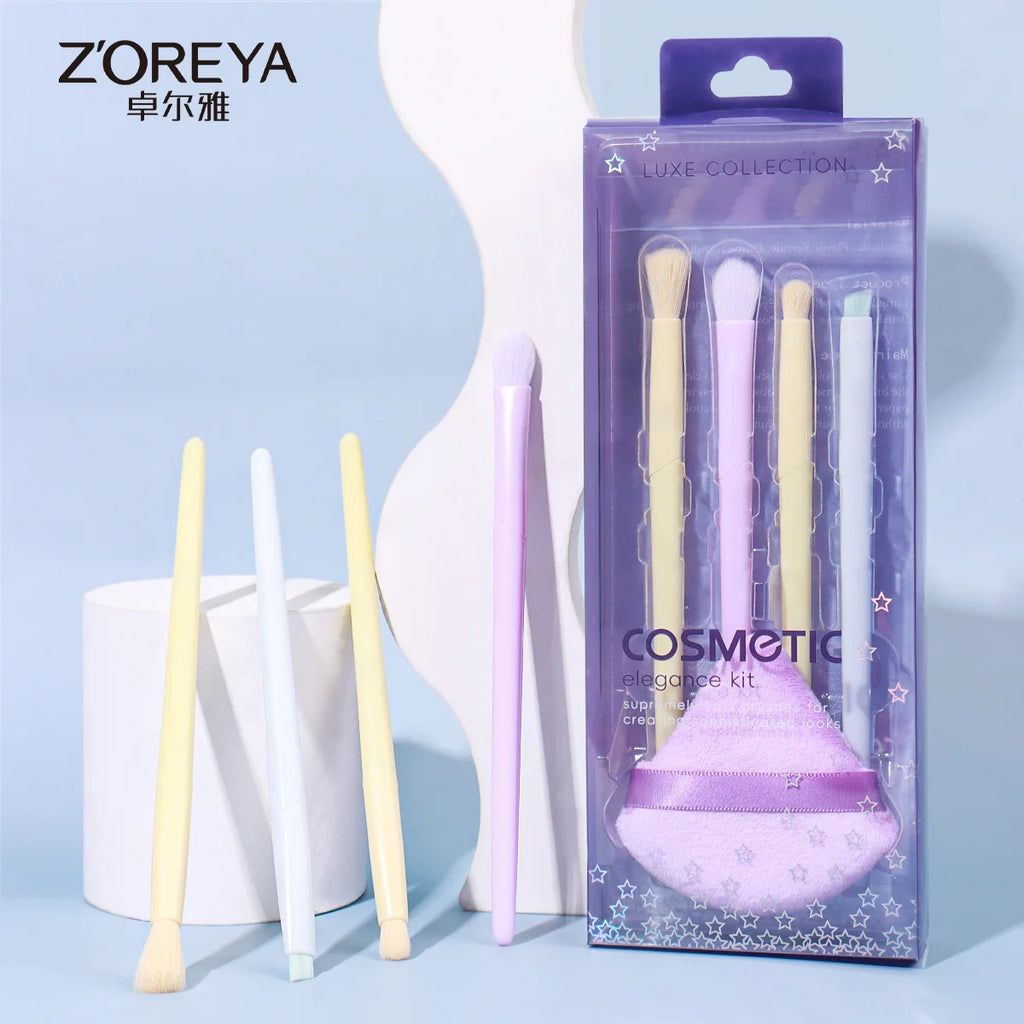 Portable Mini Macaron Makeup Brush Set – 4-Piece Eye Kit Makeup Brush Set QXL