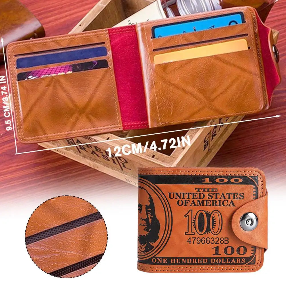 Men's PU Leather Bifold Wallet | Magnetic Buckle & Card Slots Men's Bifold Wallet QXL