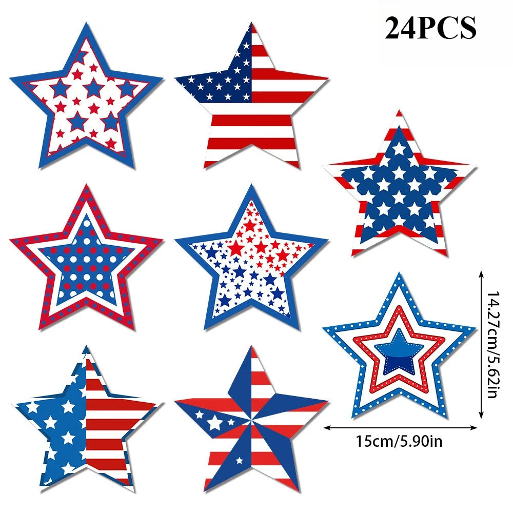 8-Pack 4th of July Hanging Star Ornaments | Red White Blue Party Hanging Ornaments QXL 8PCS x 3 1set
