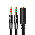 3.5mm Audio Y Splitter Cable – 1 Male to 2 Female AUX Adapter Audio Splitter Cable QXL black