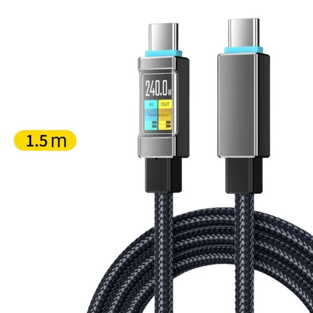 100W USB-C to USB-C Fast Charging Cable 1.5m Braided USB-C Charging Cable QXL