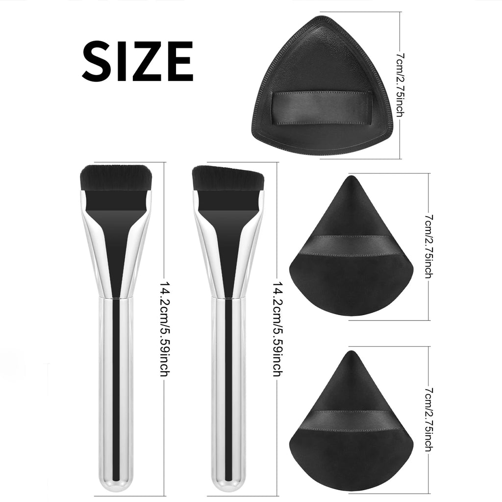 Ronshadow 5-Pc Makeup Brush & Powder Puff Set | Foundation Kit Makeup Brush Set QXL