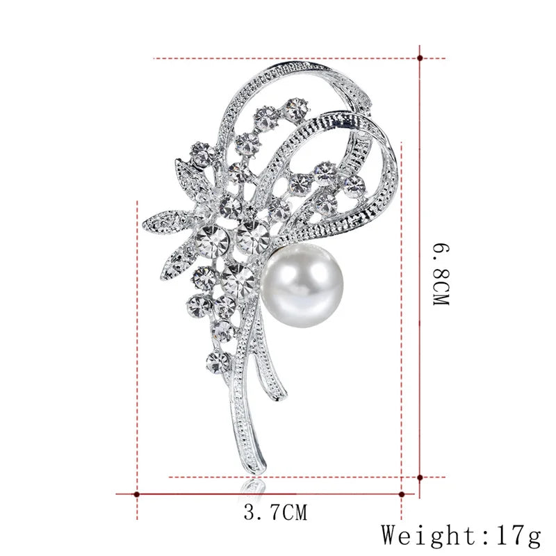 Narcissus Flower Brooch | Pearl & Rhinestone Zinc Alloy Pin Fashion Brooch Pin QXL