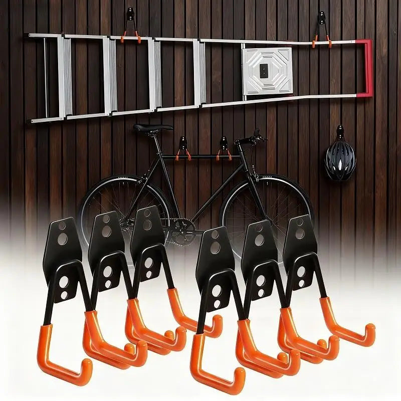 Heavy-Duty Wall-Mount Garage Hook Set – Bikes, Ladders & Tools Garage Wall Hooks QXL