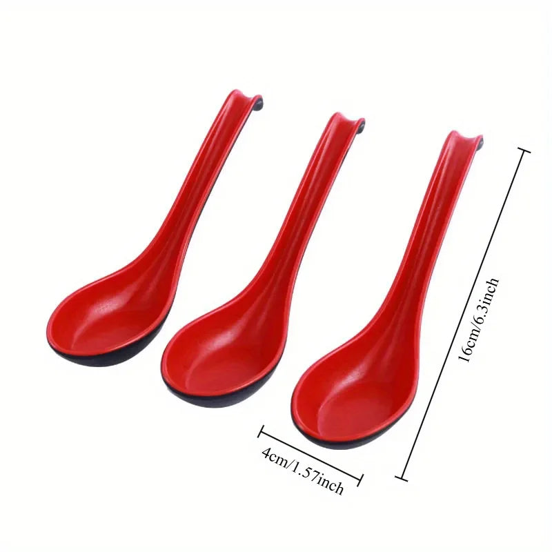 Japanese Melamine Soup Spoons | Ramen Pho Rice Spoon Set Melamine Soup Spoon QXL