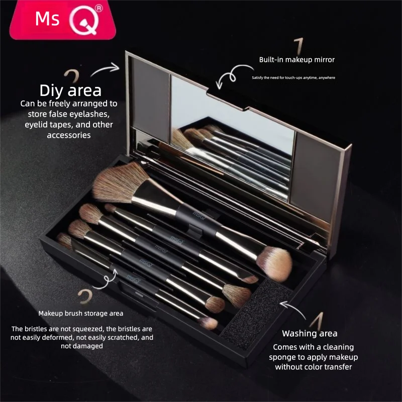 MSQ 5-Pc Double-Ended Makeup Brush Set | Mini Travel Kit Makeup Brush Set QXL