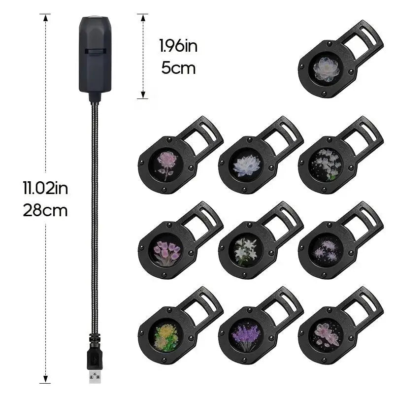 10 Floral LED Projection Night Light | Ceiling & Wall Lamp LED Projection Lamp QXL