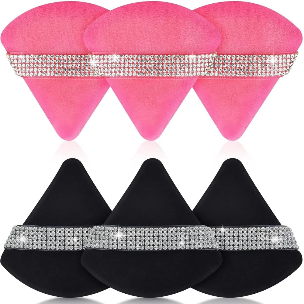 6-Pack Pink Triangle Powder Puffs | Velvet Makeup Sponge Set Makeup Powder Puff QXL
