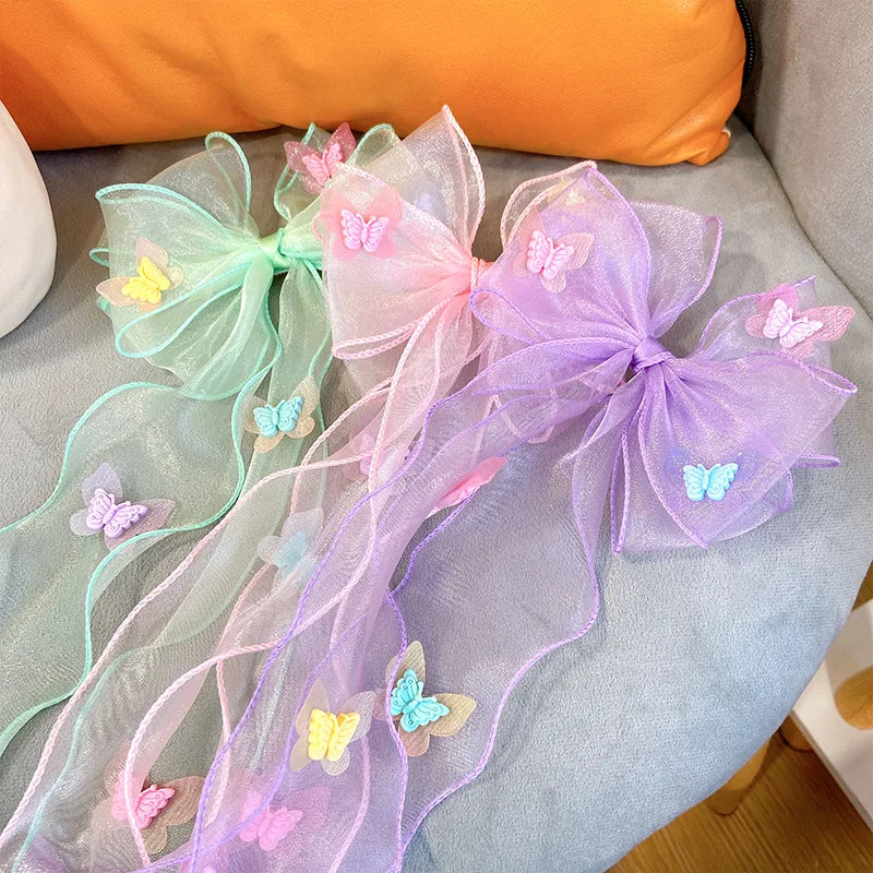 Chiffon Bow Mesh Butterfly Hair Clip for Girls & Women Bow Hair Clip QXL