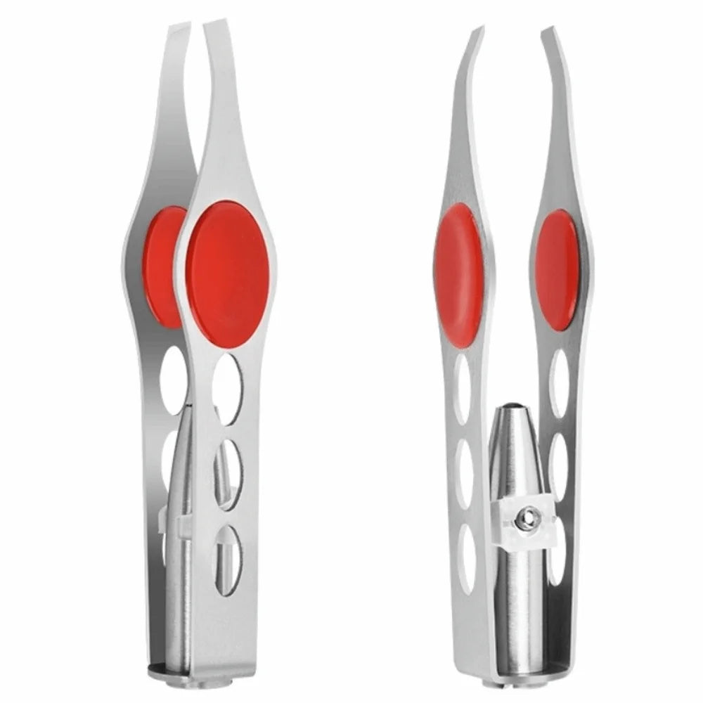 LED Eyebrow Tweezers | Stainless Steel Slanted Tip with Light LED Eyebrow Tweezers QXL
