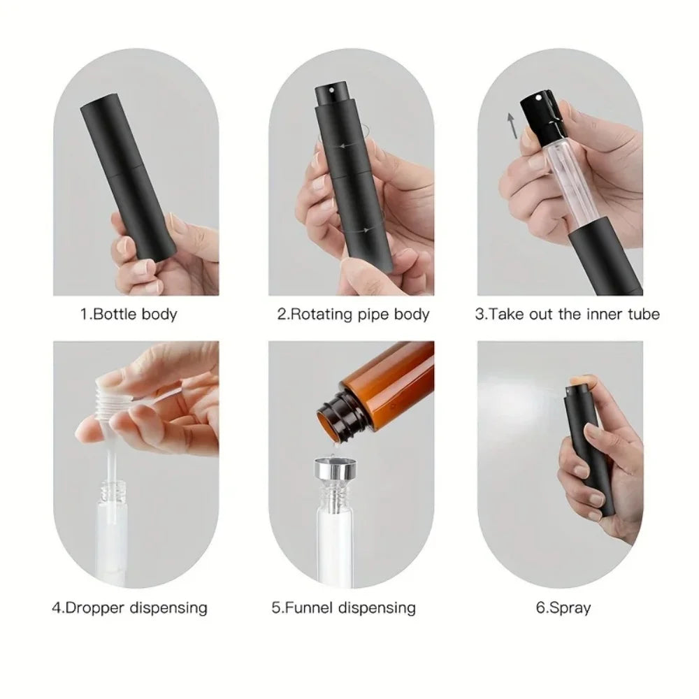 10ml Refillable Travel Perfume Atomizer Bottle | Black Mini Sprayer Perfume Atomizer QXL