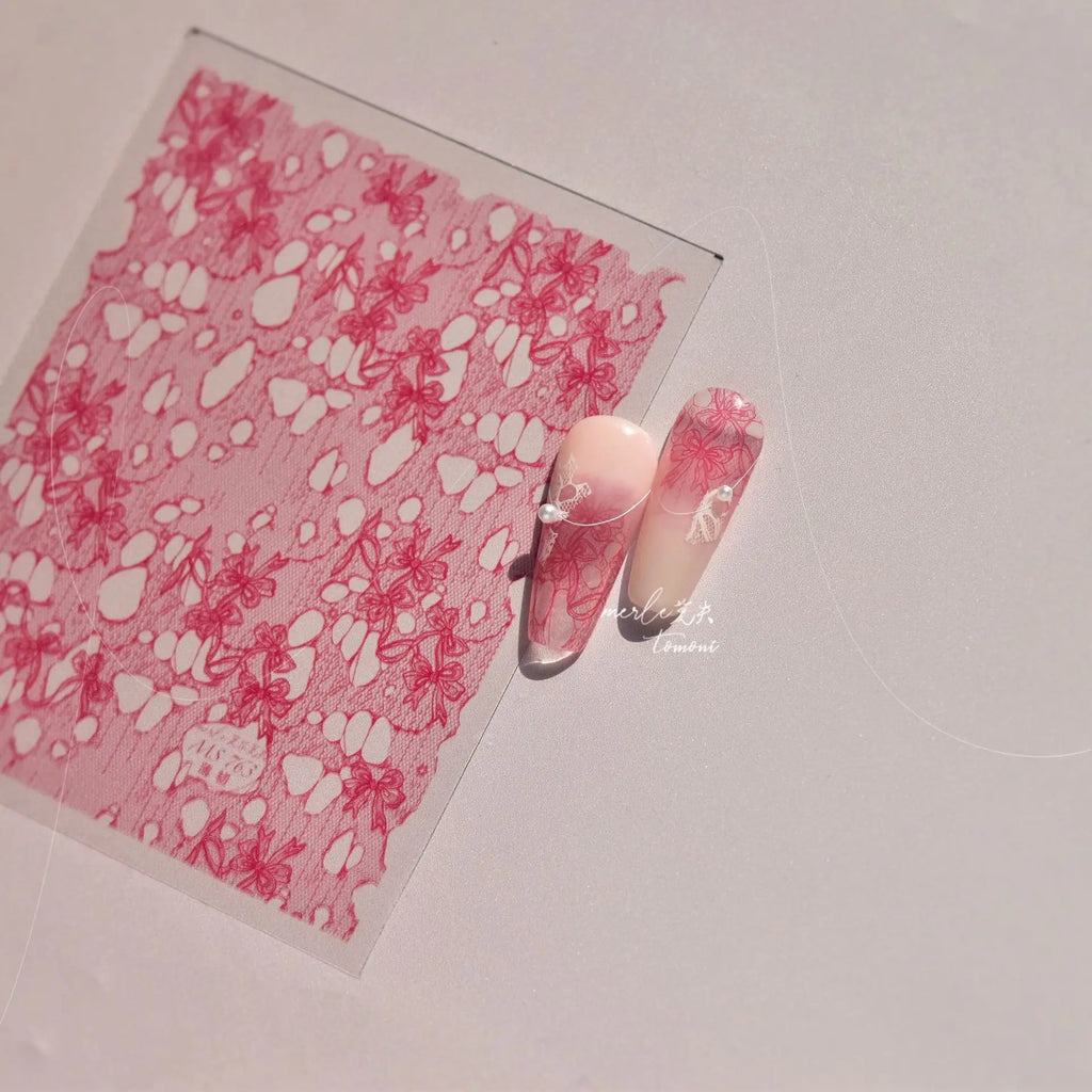 5D Japanese Kawaii Lace Nail Stickers – Retro DIY Decals